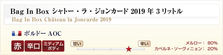 Bag In Box シャトー・ラ・ジョンカード2019年 3リットル