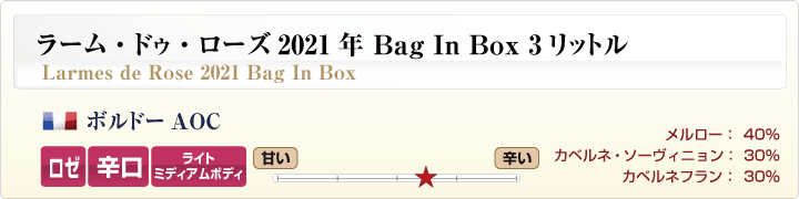 ラーム・ドゥ・ローズ 2019年 Bag In Box 3リットル