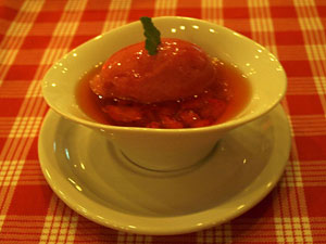 フルーツゼリーサラダ、桃のシャーベット