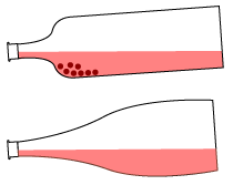 ボトルの違いによる澱の流出イメージ